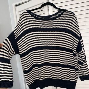 Topshop- Striped Navy and White Knit Sweater